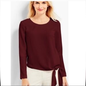 Talbots Burgundy Tie Front Long Sleeve Career Business Casual